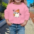 thumbnail image 2 of Gunia Kids Boys Girls Halloween Ghost Sweatshirt Cute Graphic Long Sleeve Crewneck Pullover Casual Top For Fall Winter School Comfortable Soft Clothes Pink 9-10 Years, 2 of 4