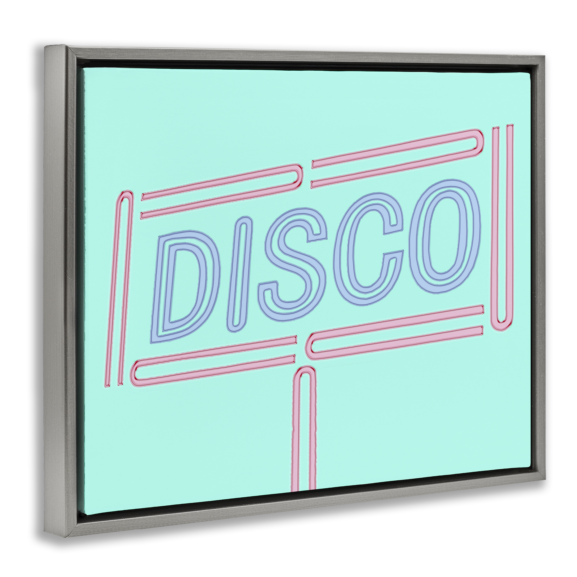 Stupell Industries Retro Disco Sign Typography Painting Gray Floater Framed Art Print Wall Art, 21 x 17