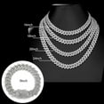 thumbnail image 6 of 2 Pieces Cuban Link Chain Mens Iced Out Miami Cuban Necklace and Bracelet Silver Bling Diamond Hip Hop Jewelry for Men and Women, 6 of 6