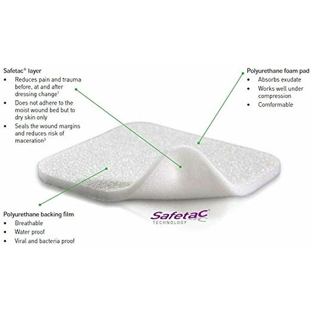 Mepilex Soft Silicone Absorbent Foam Dressing 8'' x 8'' 1 Count