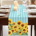 thumbnail image 3 of Table Runners 108 Inches Long Dress Scarves, Sunflower Farmhouse Coffee/Dining/Kitchen Table Runner for Living Room, Yellow Summer Botanical Blue Striped Farmhouse 13x108 Inch, 3 of 9