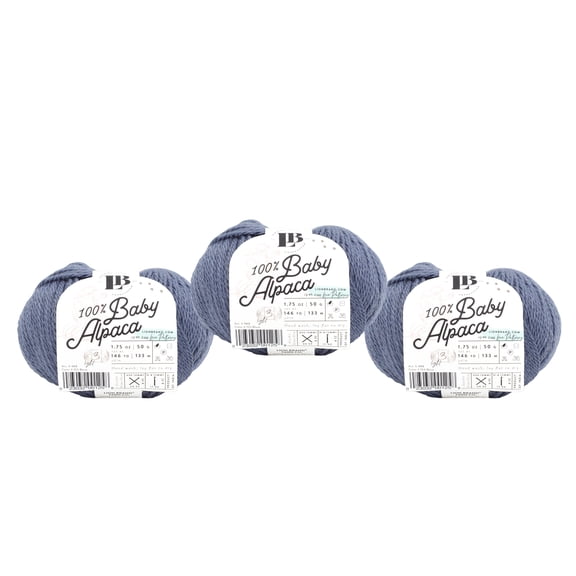 Lion Brand Yarn LBC Baby Alpaca Denim Blue Light Weight Baby Alpaca Yarn 3 Pack