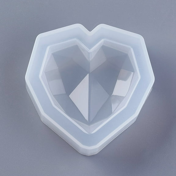 1pc Silicone Molds Resin Casting Molds For UV Resin Epoxy Resin Jewelry Making Heart Faceted White 56x56x15.5mm Inner Size: 42x42mm DIY