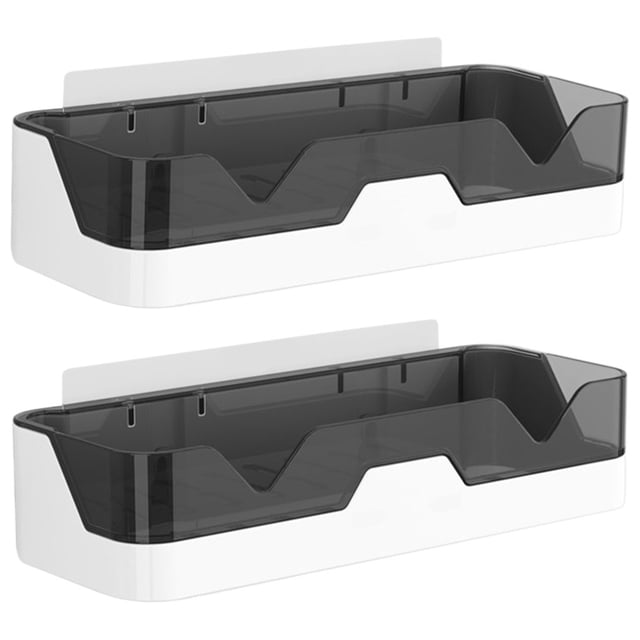 2 / Set Estante champú Organizador de baño Cesta Orificio de drenaje Gris Sunnimix Rack de almacenamiento de montaje en pared