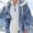 Blue, variant on Aoochasliy Ladies Winter Cardigan Clothes Plus Size Plush Jacket Zip Cardigan Hooded Jacket Coat