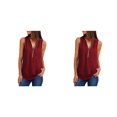 thumbnail image 2 of Jumpingount Tops de verano para mujer, camisa informal de poliéster, ropa elegante Sexy sin mangas, blusa de gasa con cuello de pico, novias y Vino rojo L 2piezas, 2 of 6