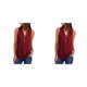 thumbnail image 3 of Minnieouse Tops femeninos Camisa casual Sin mangas con cremallera Ropa elegante Cuello en V Blusa de gasa Novias Hija Vino rojo M Type1 NO1, 3 of 6