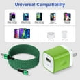 thumbnail image 7 of USB Wall Charger Compatible for iPhone,USB Chager Plug Box&Charger Cord,Fast Charging Block Adapter W/ Nylon Braided Charging Cord,Fast Charger Cable Cord Compatible for iPhone Device(Green）, 7 of 7