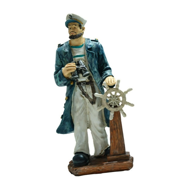 Estatua de pescador, figura de escritorio, mueble de interior, regalo, decoración, colección con timón