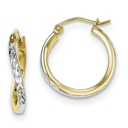 Sterling Silver Vermeil D/C Wavy Square Tube 0.7IN Hoop Earrings (0.7IN x 0.7IN )