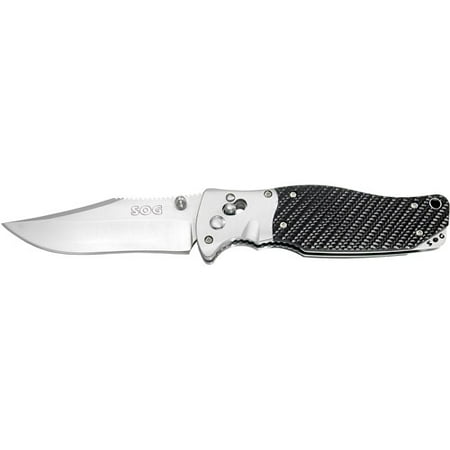 Pakkawood Handle Nylon Sheath SOG Tomcat 3.0 Folding Knife S95-N, Satin Polished 3.75