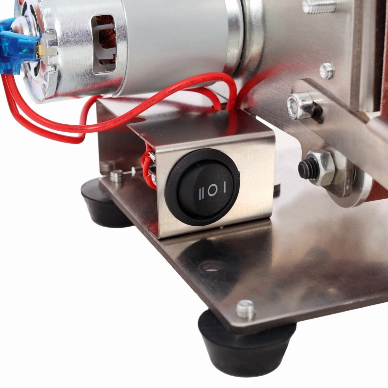 Mini Electric Belt-Sander Knife-Sharpener Sanding Machine 96W, Small Bench Grinder Kit 7 Speed Adjustable Power Polisher DIY Polishing Grinding Tool, Handcraft Jewelry