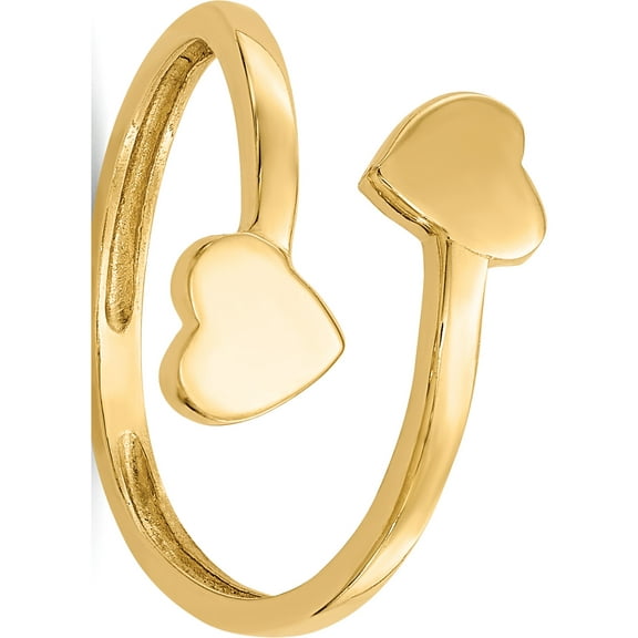 14K Yellow Gold Double Heart Toe Ring Made In United States d1935