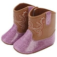 thumbnail image 2 of CAICJ98 Baby Cowboy Cowgirl Boots Infant Newborn Cowboy Boots Toddler Girls Mid Calf Purple,4.5(Infant/Toddler), 2 of 7