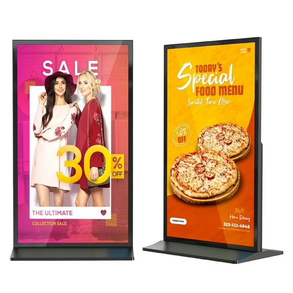 75 Inch Full Screen Indoor Floor Stand Digital Signage Digital Interactive Kiosks with Android System LCD Poster Display with WiFi HDMI/USB Input Auto Media Player