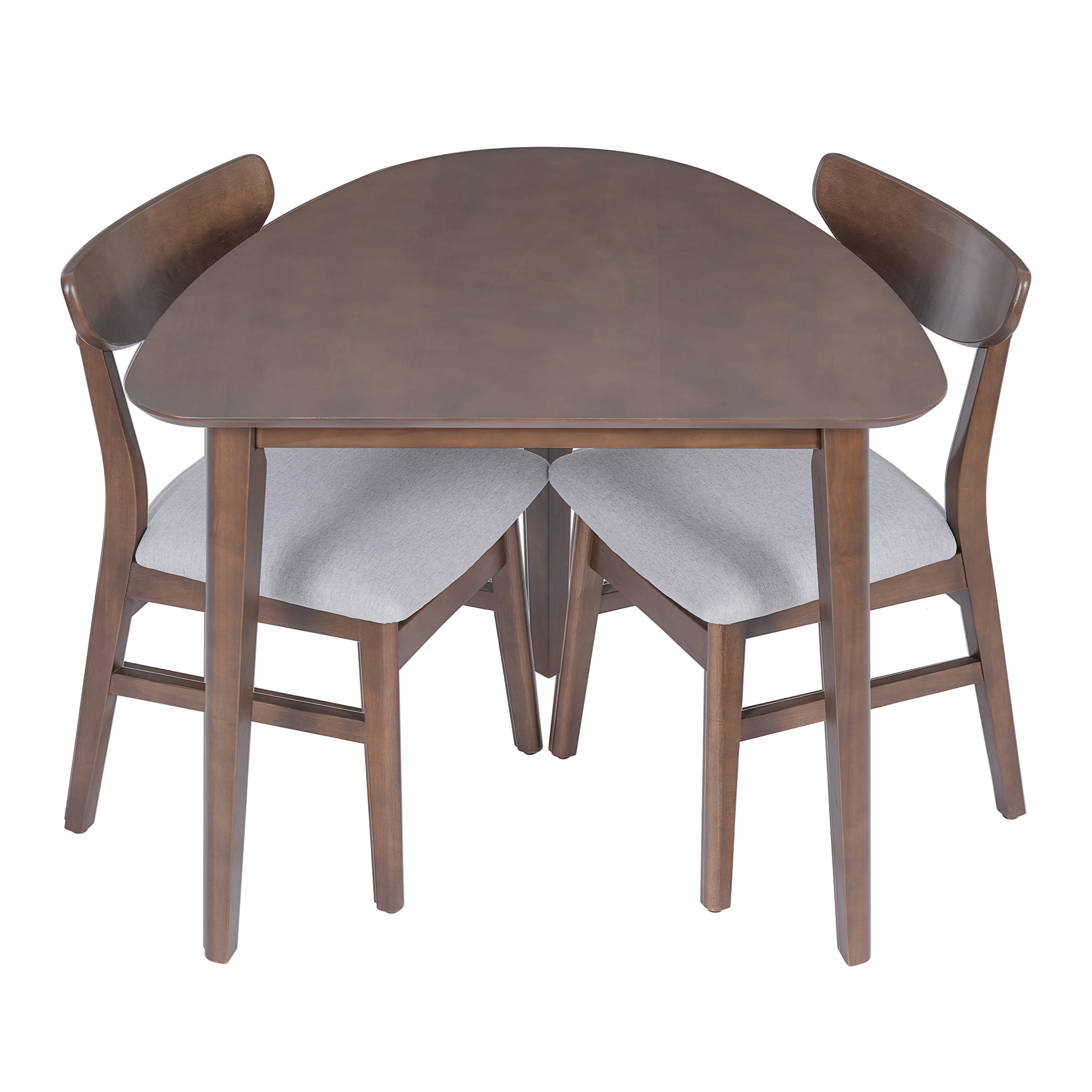 Euroco 3-Piece Dining Table Set for 2, Triangular Kitchen Table with 2 Chairs for Kitchen Living Room,Small Space,Brown
