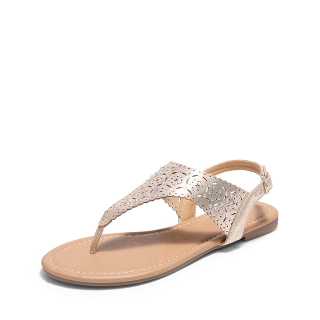 Sandalia DREAM PAIRS Gladiadora Plana con Piedras Dorada Talla 8