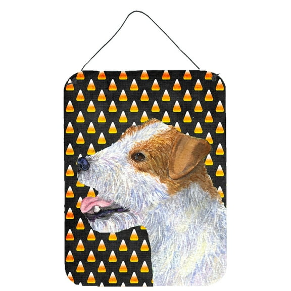 Jack Russell Terrier Candy Corn Halloween Portrait Wall or Door Hanging Prints