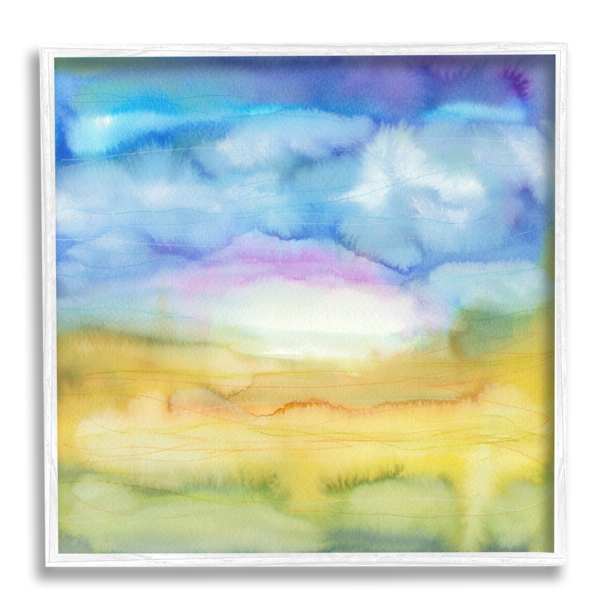 Stupell Industries Ombre Rainbow Abstract Landscape Watercolor Details Painting White Framed Art Print Wall Art, Design by Elvira Errico
