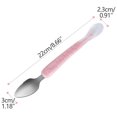 thumbnail image 2 of 2-in-1 Baby Food Spoon - Soft and Solid Stainless Steel Double-Headed Spoons for Beginners and Experienced Eaters, Ergonomic Handle, Easy to Clean, Dishwasher Safe Pink, 2 of 2