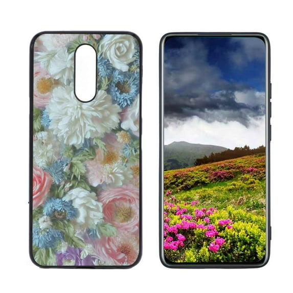 Vintage-Floral-Art-Design-373 Phone Case, Degined for LG K12 Plus Case Men Women, Flexible Silicone Shockproof Case for LG K12 Plus