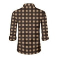 thumbnail image 5 of New Men's Long-Sleeved Plaid Shirt Spring Lapel Button Fashion Casual Comfortable Personality Breathable Handsome Male Loose Elastic Outwear Brown M, 5 of 5