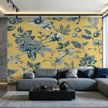 Prxcm Peel and Stick Canvas Wallpaper Abstract modern floral seamless pattern hand drawn flower Art Wall Mural Decor Self Adhesive and Removable 69"x98"