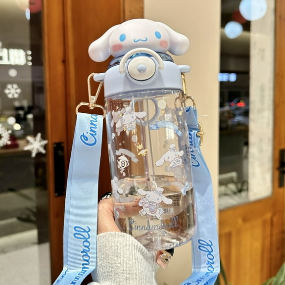 650ml Kawaii Cinnamoro Space Cup with Straw - Portable Shoulder Strap Water Bottle for Kids, Boys & Girls