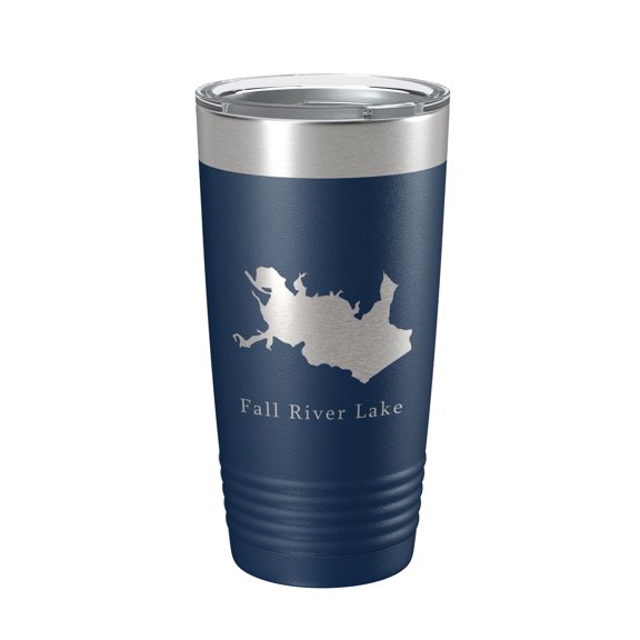 Fall River Lake Map Tumbler Travel Mug Insulated Laser Engraved Coffee Cup Kansas 20 oz Navy Blue