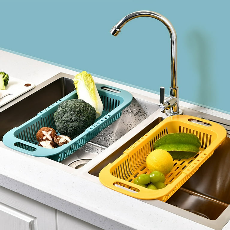 Household Retractable Vegetable Sink Drain Basket Kitchen Sink Drain Rack  Dish Drainer over Sink Small