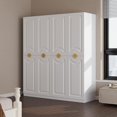 thumbnail image 2 of VINFORM Wardrobe Armoire, 4 Door Large Modern Closet Storage Cabinet for Bedroom with Hanging Pods & 2 Drawers, White, 2 of 8