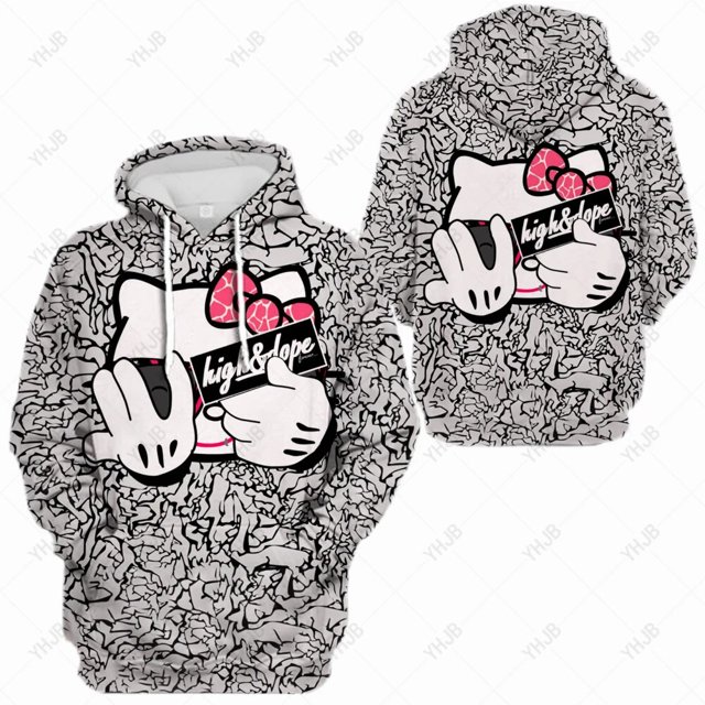 Hello Kitty Chandails à Capuchon Imprimés Chandails en Molleton d'Hiver pour Femmes à Manches Longues, Veste à Capuche Oversize de Loisirs, Pullovers à Poches pour Dames HOEMLIN