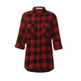 thumbnail image 2 of Seyurigaoka Women Juniors Shacket Loose Button-down Shirt, Plaid Printing Long Sleeve Blouse, 2 of 9