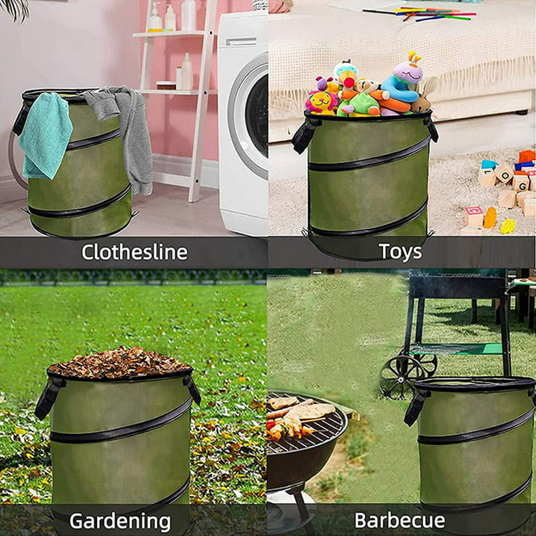 JOYDING 10 Gallon Pop-Up Trash Can Reusable Outdoor Camping Trash Can  Garden Yard Trash Bag