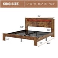 thumbnail image 2 of Noble House King Wood Platform Bed with Storage Headboard,LED Light & Charging Station,Metal Slats Support,Brown, 2 of 6