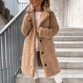 thumbnail image 2 of Women's Winter Teddy Faux Fur Coat Warm Button Down Fuzzy Fleece Long Jacket Single Breasted Cardigan, 2 of 6