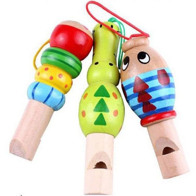 3 piezas de silbato para bebé, juguete educativo de animales de madera lindos, juguete de instrumento musical de madera para bebé