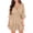 Beige, variant on Half Sleeve Deep V-Neck Women Elastic Waist Dress Flared High Waist Mini Dress