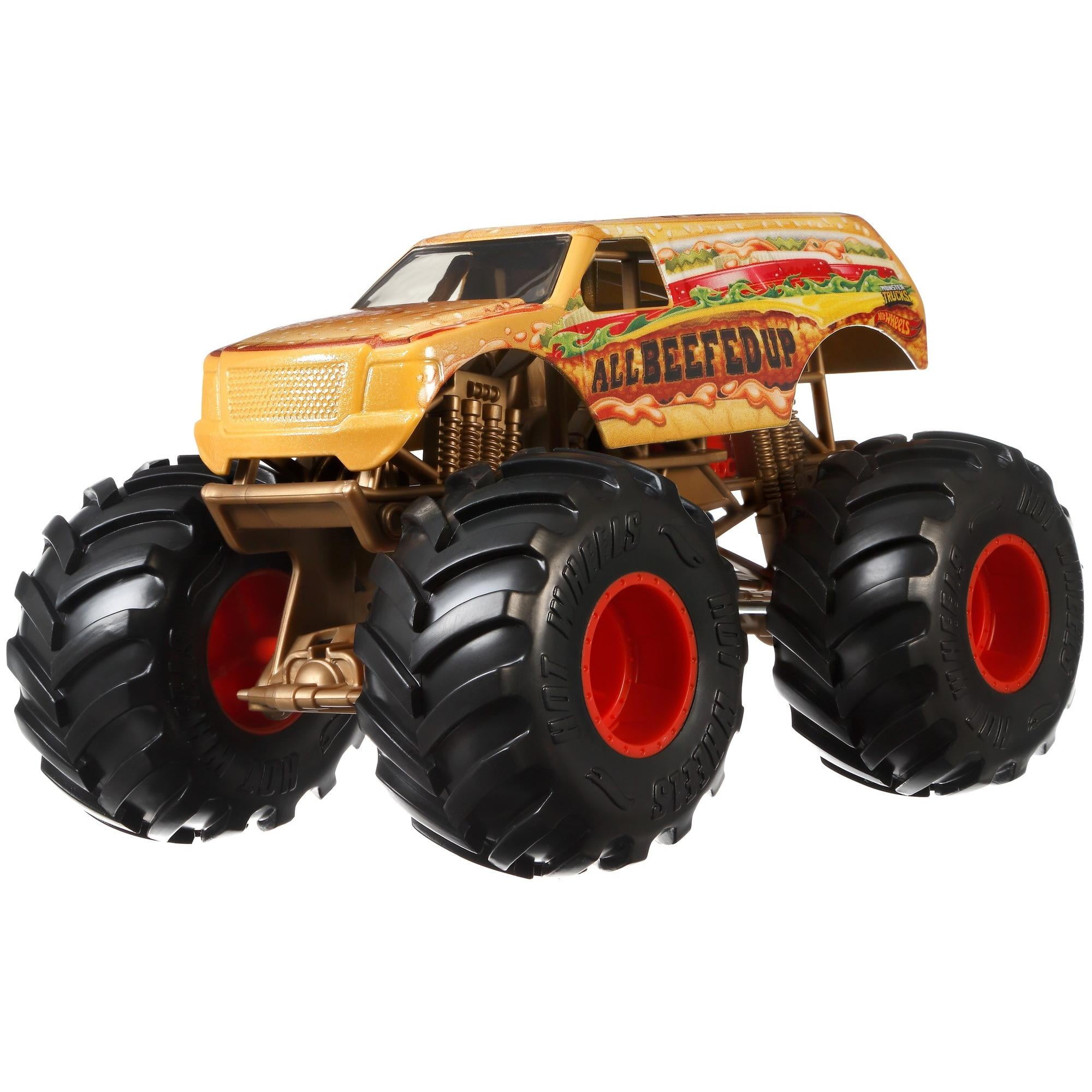 Hot Wheels Monster Trucks All BEEFED UP die-cast 1:24 Scale Vehicle with  Giant Wheels for Kids Age 3 to 8 Years Old Great Gift Toy Trucks Large  Scales