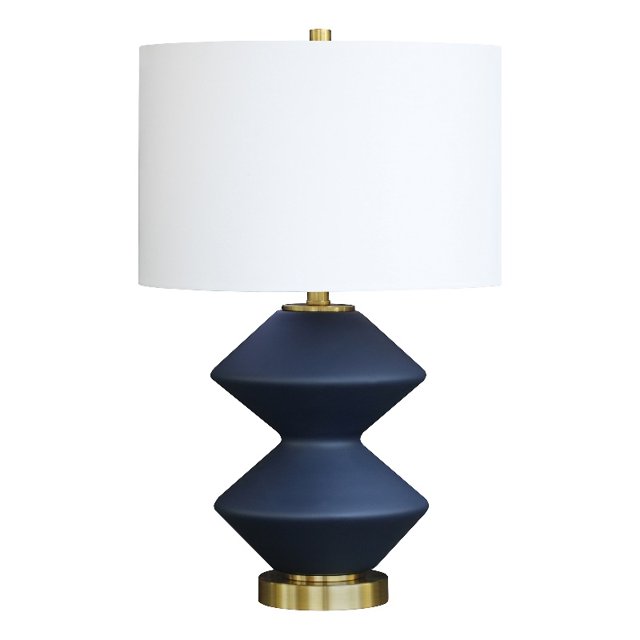 Henn&Hart 14"W Modern Metal Table Lamp in Matte Navy/Brass Finish
