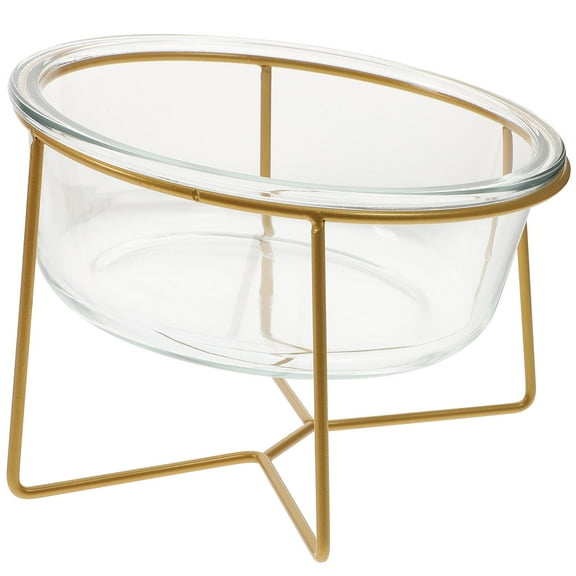 OUNONA 1Pack Pet Bowls for Small Dogs Glass Oblique Design for Dog Owners