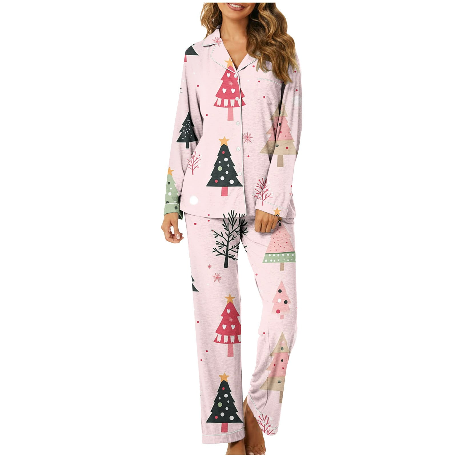 Tnhcen Women's Valentine's Day Pajama Set Heart Print Long Sleeve