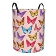 thumbnail image 2 of XMXT Collapsible Laundry Basket, Vintage Pink Colorful Butterfly Polyester Waterproof Laundry Hamper, 40L, 2 of 8