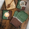 thumbnail image 5 of Green and Brown Football Stitch Pattern Kitchen Oven Mitt and Pot Holder Sets 2 Pcs for Baking, Cooking and Grilling, Heat Resistant Up To 392 °F, 5 of 7