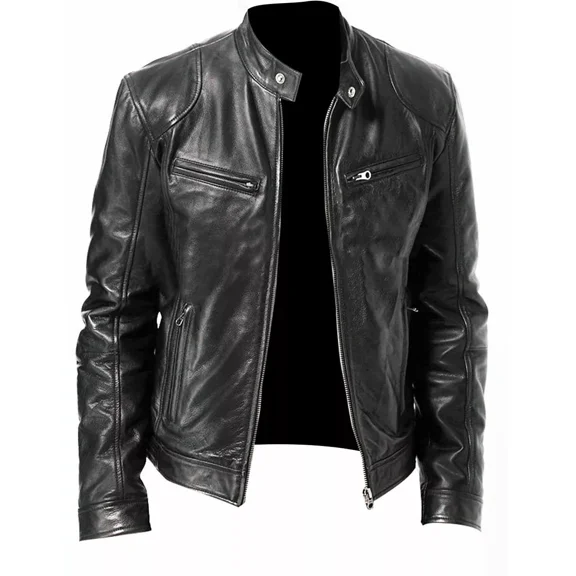 High Quality Cafe Race Leather Jacket, Long Sleeve Men Cool Jacket, Classic Motorcycle Leather Jackets for Men