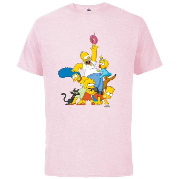 The Simpsons Family Donut Reach - Short Sleeve Cotton T-Shirt for Adults - Customized-Soft Pink