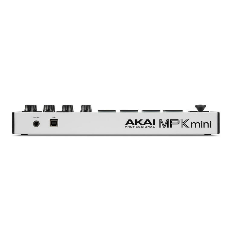 AKAI Professional MPK Mini MK3 25 Key USB MIDI Keyboard Controller with 8  Backlit Drum Pads, 8 Knobs and Music Production Software, White 