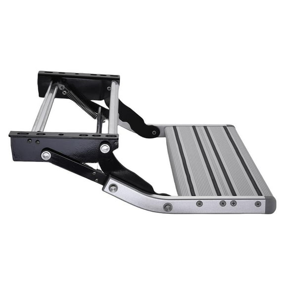 Mulaxen Manual RV Step Aluminum Single Manual Step for Motorhomes Manual Steps with Non-Slip Strip for Motorhomes Campervans RVs Travel Trailers everyone