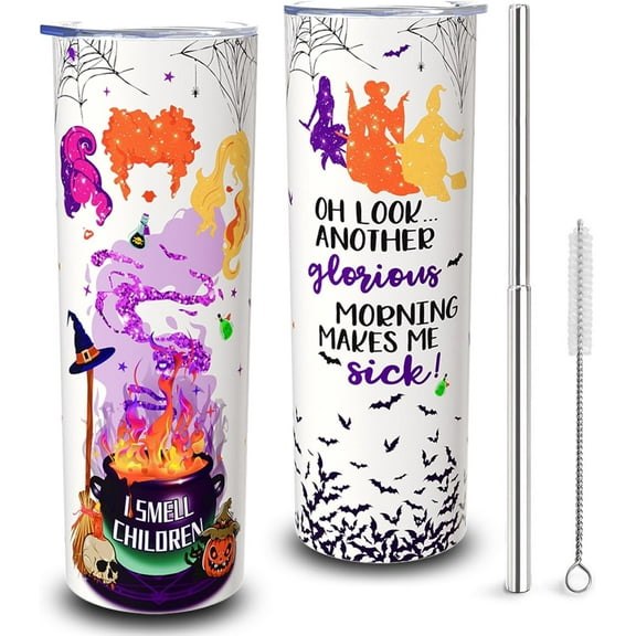 20 oz Halloween Tumbler with Lid and Straw, Witch Brew Halloween Cups for Adults, Halloween Gifts for Women Girls
