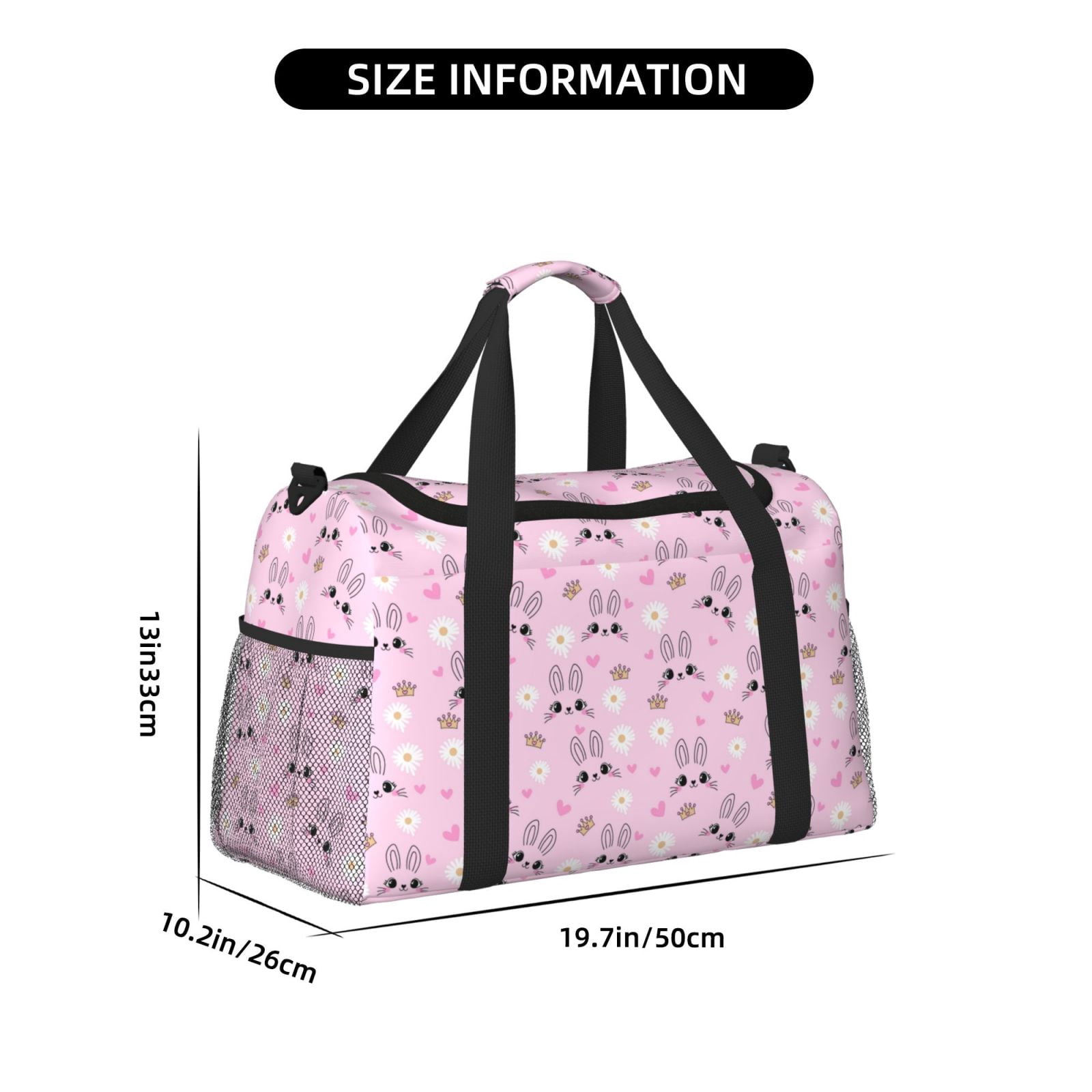 Fuzoiu Rabbit Face Print Travel Duffle Bag,Carry On Tote Bags,Duffel Bag,Sport Gym Bag, Hospital Bag for Labor and Delivery, Overnight Bag,Luggage Bag